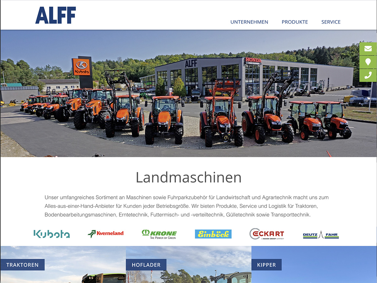 Referenz Typo3 Webseite Alff Landmaschinen