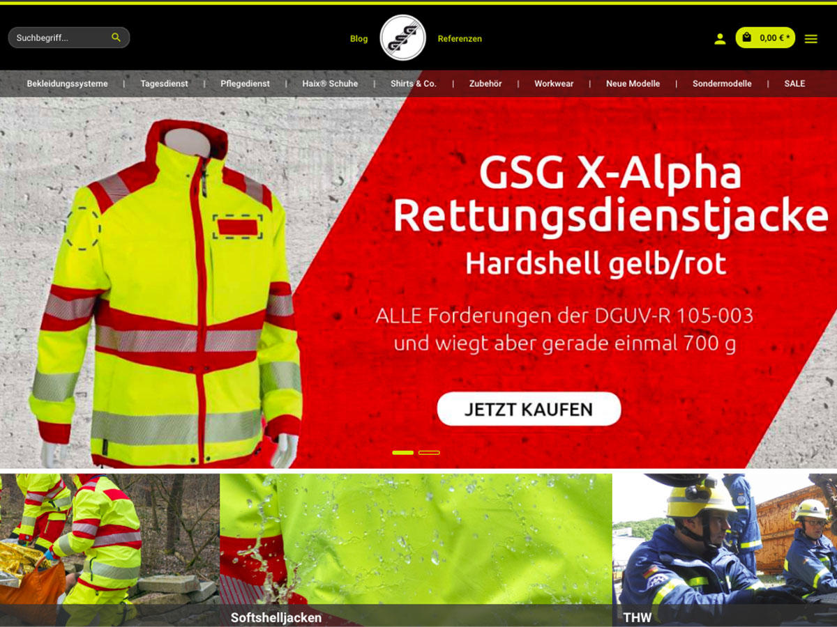 Referenz Online Shop Shopware GSG Schutzkleidung
