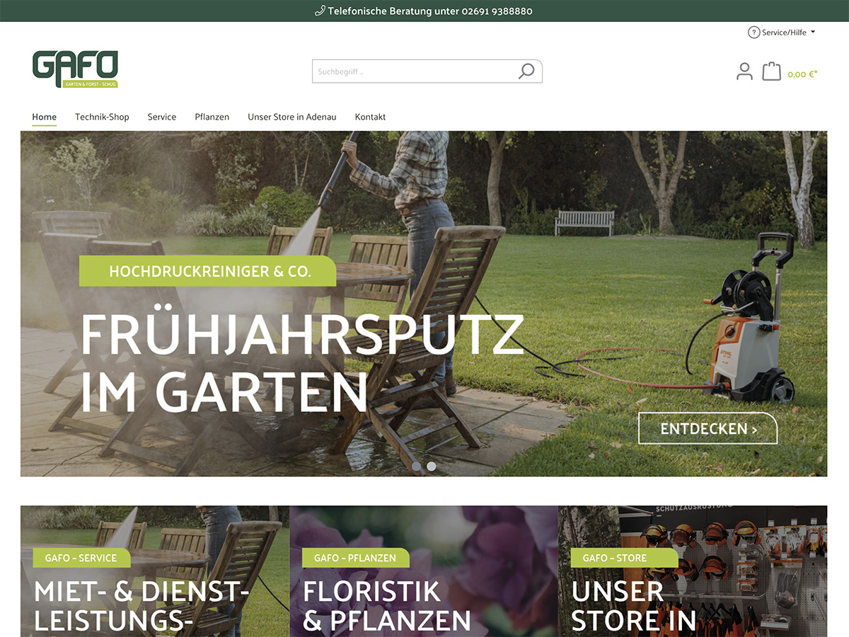 Referenz Online Shop Shopware Garten- und Frosttechnik Schug